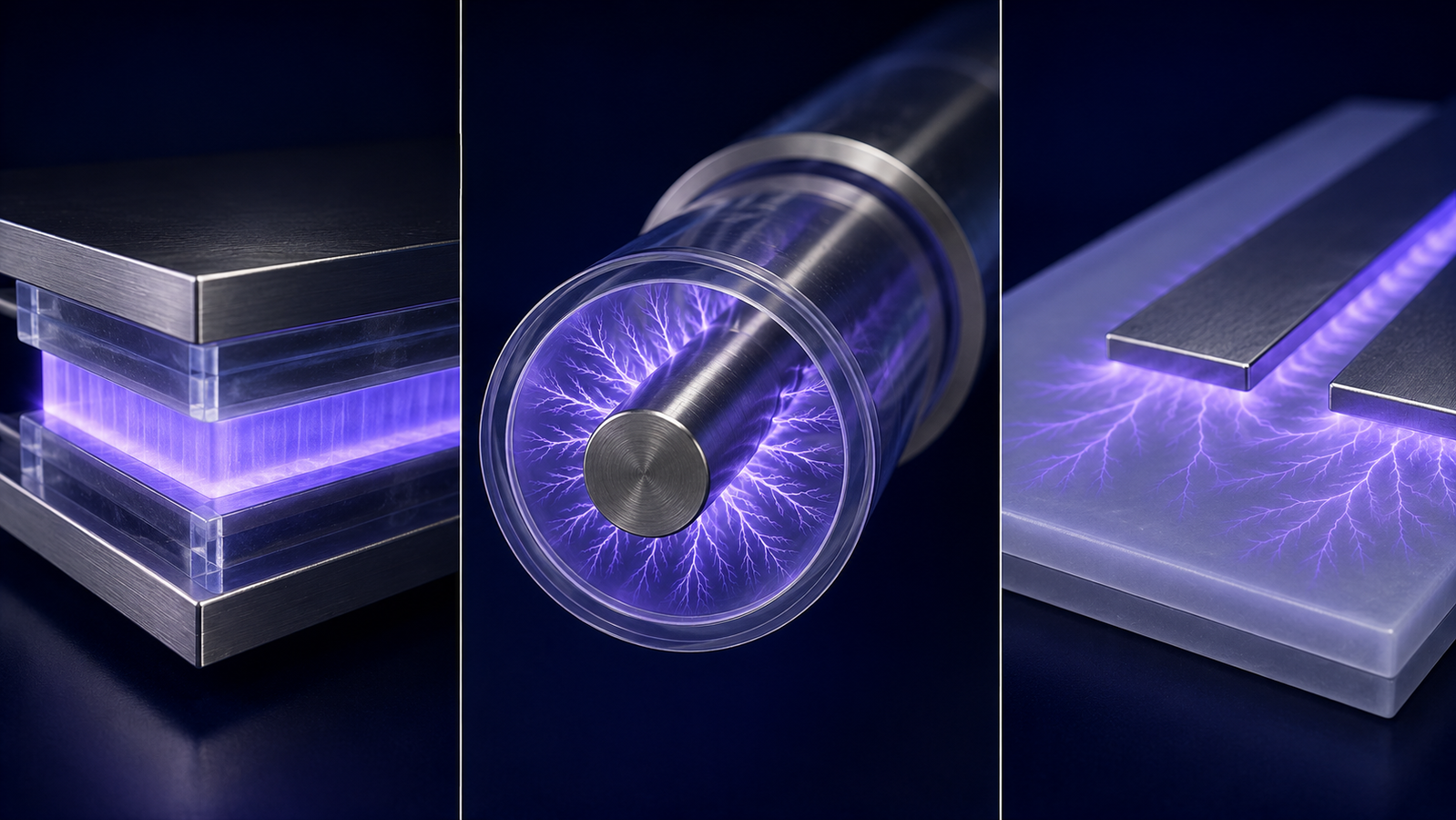 Planar, coaxial and surface dielectric barrier discharge reactor geometries side by side