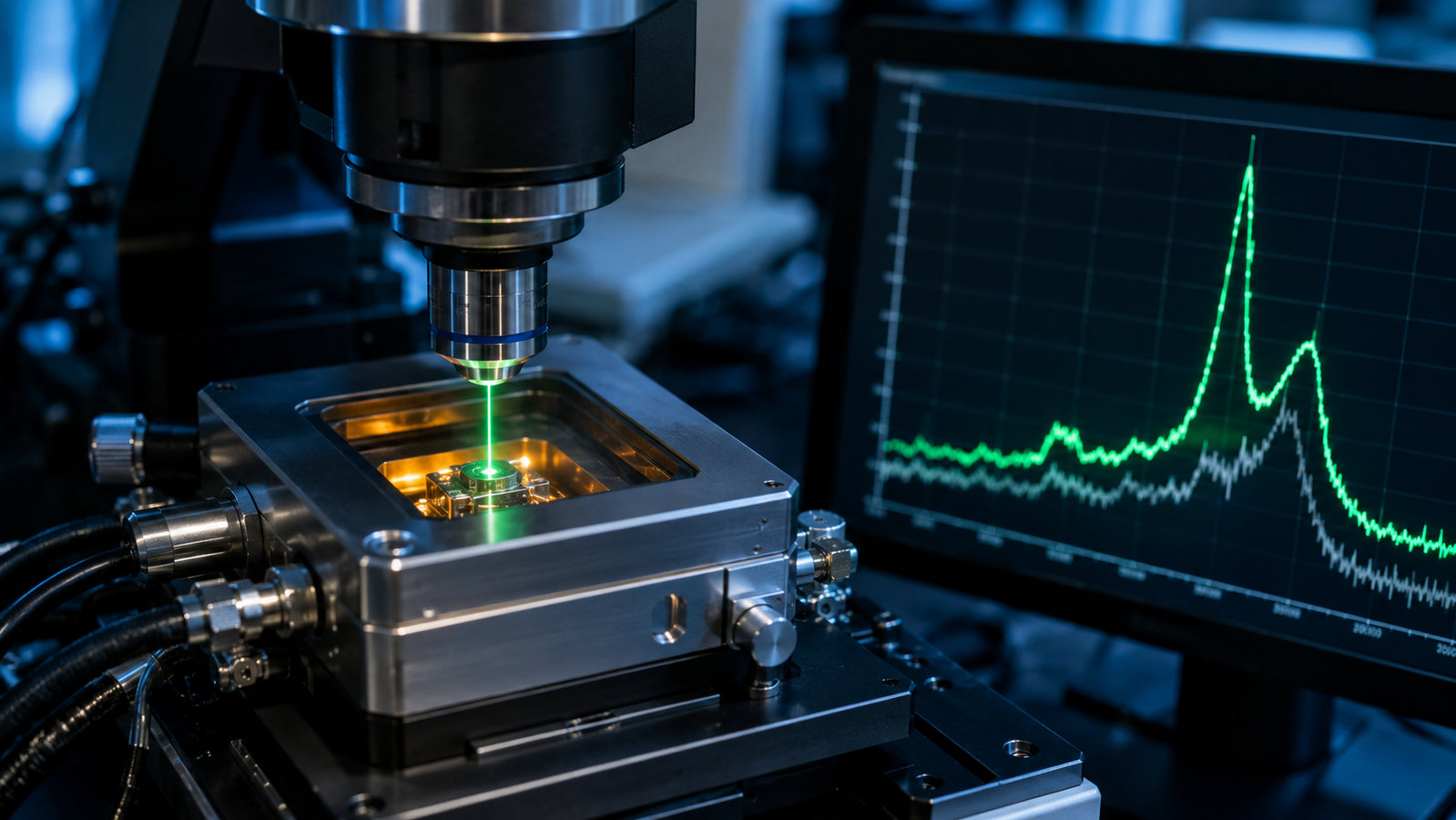 Variable-temperature Raman spectroscopy: a Raman peak shifting and broadening as a sample is heated on an optical stage under the microscope objective
