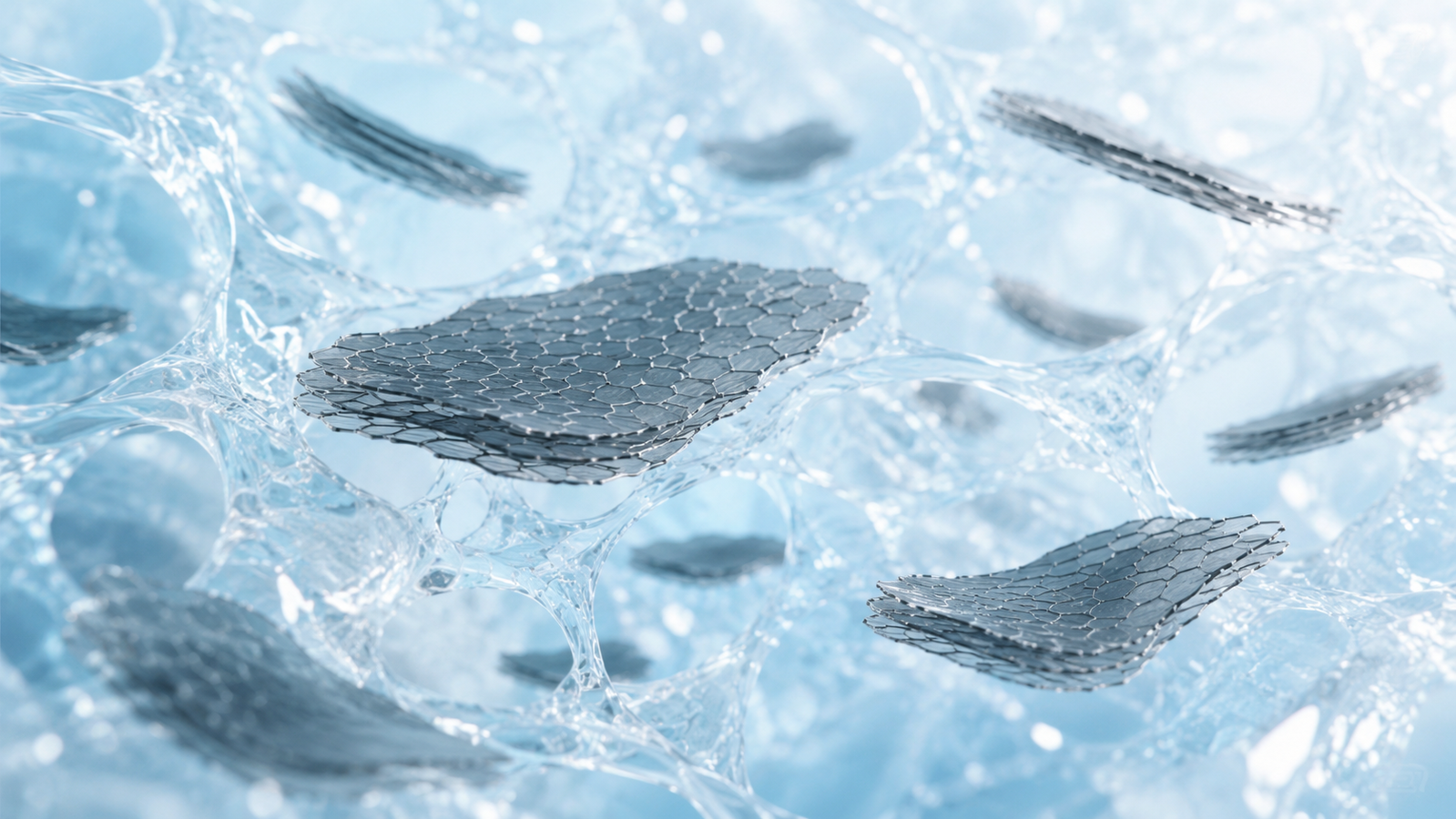 Graphene nanoplatelets, stacks of a few graphene layers, dispersing into a composite matrix