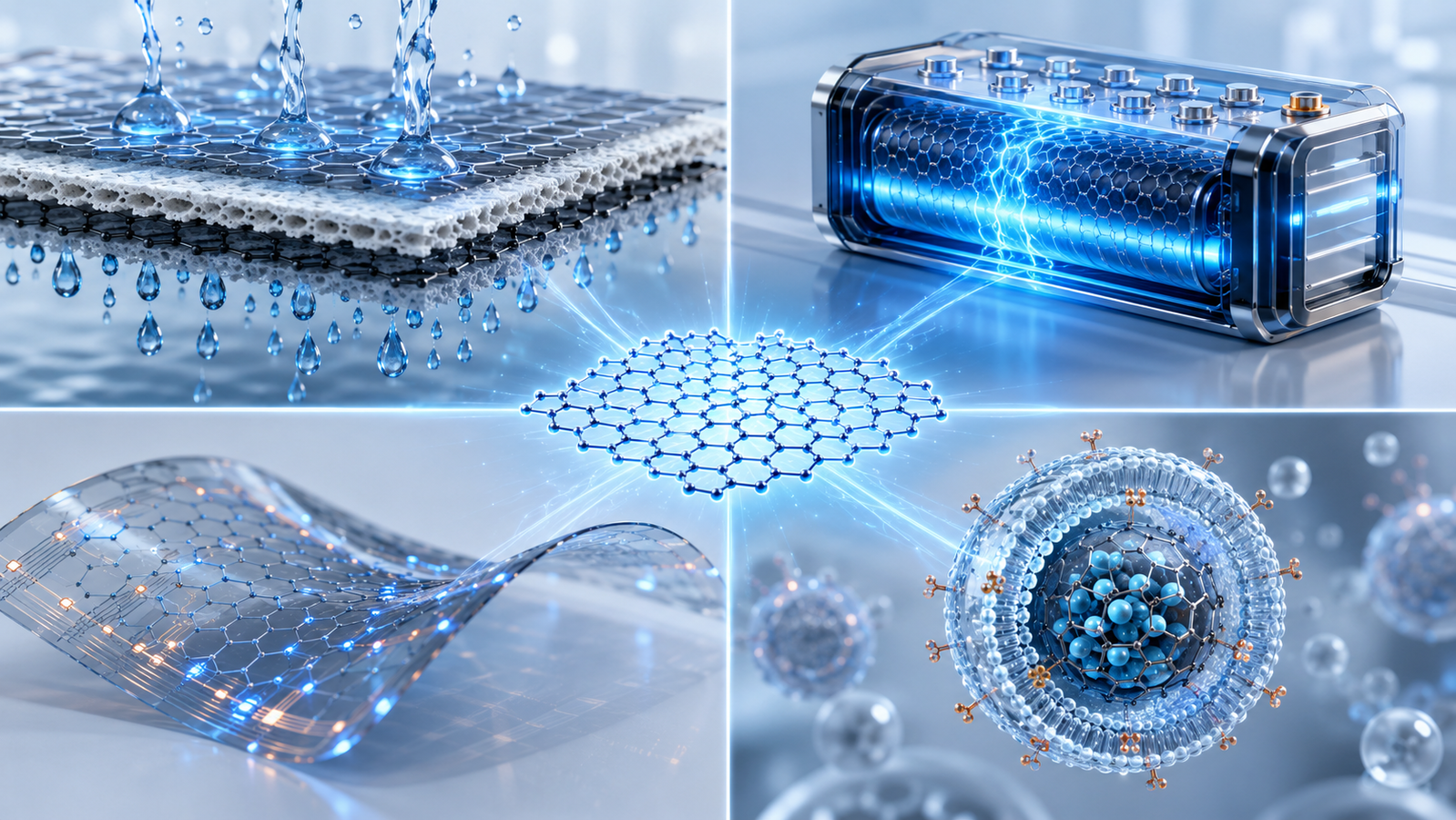 Graphene oxide applications panorama: separation membranes for water purification, supercapacitor and battery electrodes, transparent flexible electronics, and biomedical drug delivery